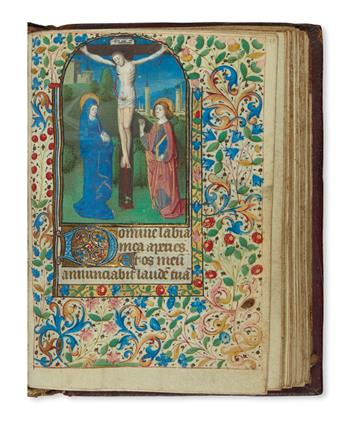 (MANUSCRIPT.)  Illuminated Book of Hours in Latin on vellum, with 12 miniatures.  France, mid-15th century